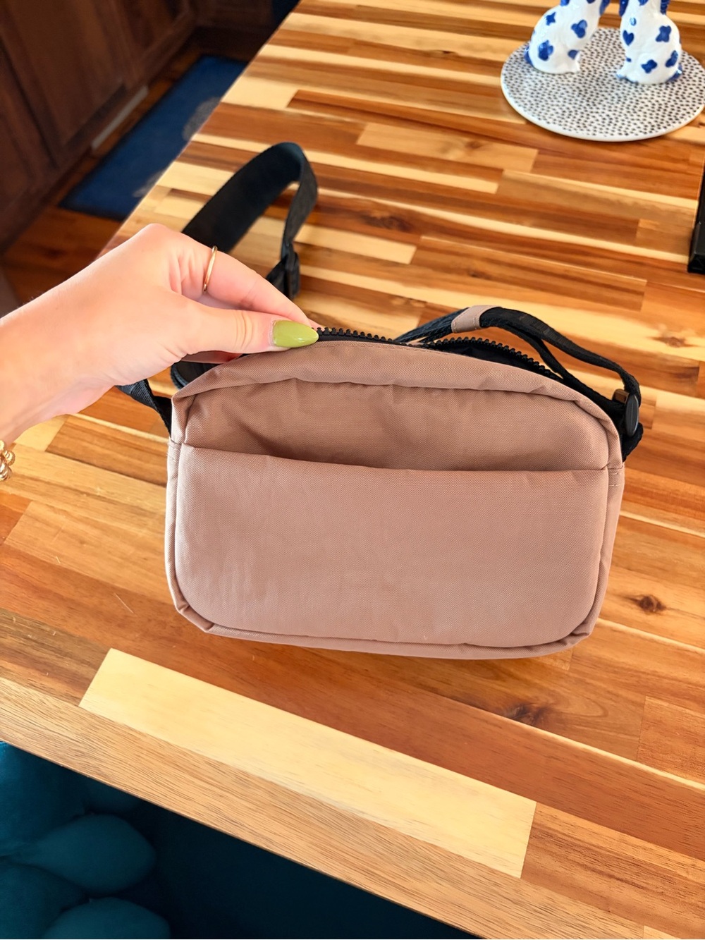 Taupe Camera Crossbody Bag